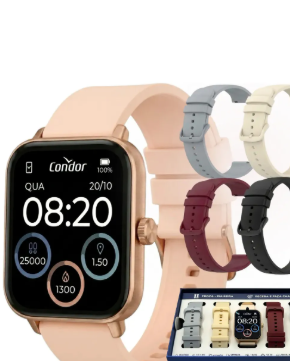 Smartwatch Feminino Rosê Bluetooth